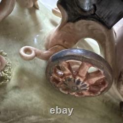 1950s Capodimonte Porcelain Horse Drawn Royal Cinderella Carriage Italy