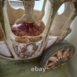 1950s Capodimonte Porcelain Horse Drawn Royal Cinderella Carriage Italy