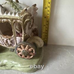 1950s Capodimonte Porcelain Horse Drawn Royal Cinderella Carriage Italy