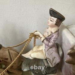 1950s Capodimonte Porcelain Horse Drawn Royal Cinderella Carriage Italy