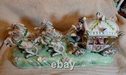 1950s Capodimonte Porcelain Royal Horse Drawn Carriage Armani Naples Italy