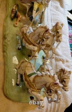 1950s Capodimonte Porcelain Royal Horse Drawn Carriage Armani Naples Italy