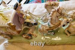1950s Capodimonte Porcelain Royal Horse Drawn Carriage Armani Naples Italy