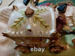 1950s Capodimonte Porcelain Royal Horse Drawn Carriage Armani Naples Italy