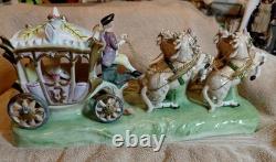 1950s Capodimonte Porcelain Royal Horse Drawn Carriage Armani Naples Italy