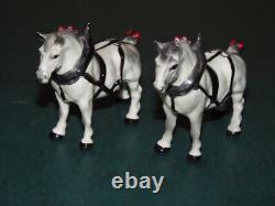 1957 Pair Hagen Renaker White Draft Horse Figurines Hand Painted Bone China