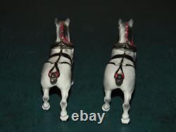 1957 Pair Hagen Renaker White Draft Horse Figurines Hand Painted Bone China