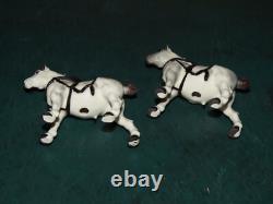 1957 Pair Hagen Renaker White Draft Horse Figurines Hand Painted Bone China