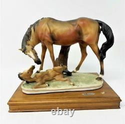 1980s Giuseppe Armani Mare & Foal Horse Statue Sculpture Figurine Made in Italy