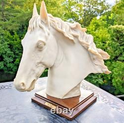 1989 AURO BALCARI Fine Porcelain White Stallion Horse Head Sculpture Italy