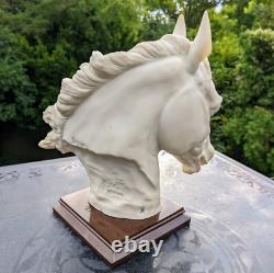 1989 AURO BALCARI Fine Porcelain White Stallion Horse Head Sculpture Italy