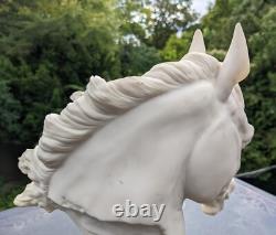 1989 AURO BALCARI Fine Porcelain White Stallion Horse Head Sculpture Italy
