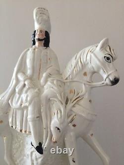 19th Century Old Staffordshire Porcelain Figurine Riding Horse