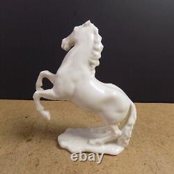 2 Hutschenreuther Porcelain Figurines White Rearing Horses G Granget Germany