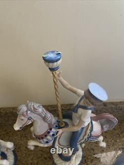 2 LLADRO PORCELAIN Figurines BOY GIRL CAROUSEL Horses 1469 1470 by Jose Puche