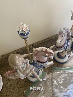 2 LLADRO PORCELAIN Figurines BOY GIRL CAROUSEL Horses 1469 1470 by Jose Puche