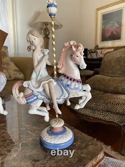 2 LLADRO PORCELAIN Figurines BOY GIRL CAROUSEL Horses 1469 1470 by Jose Puche