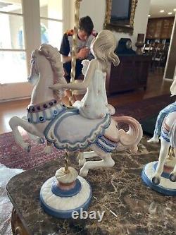 2 LLADRO PORCELAIN Figurines BOY GIRL CAROUSEL Horses 1469 1470 by Jose Puche