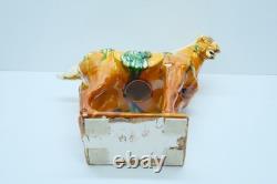 2 Vintage 17 Chinese Tan Tang Dynasty Style War Horse Standing Porcelain Statue