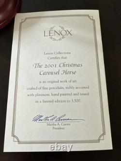 2001 LENOX Christmas Carousel Animals Collection Horse LIMITED EDITION Box & COA