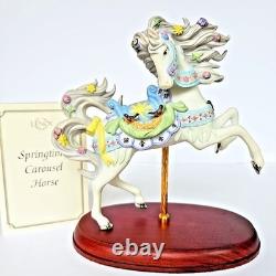 2001 Lenox Springtime Carousel Horse Porcelain Figurine Wood Base Collectible