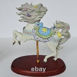 2001 Lenox Springtime Carousel Horse Porcelain Figurine Wood Base Collectible