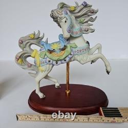 2001 Lenox Springtime Carousel Horse Porcelain Figurine Wood Base Collectible