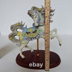2001 Lenox Springtime Carousel Horse Porcelain Figurine Wood Base Collectible