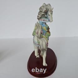 2001 Lenox Springtime Carousel Horse Porcelain Figurine Wood Base Collectible