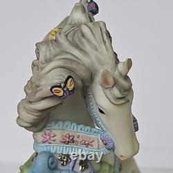2001 Lenox Springtime Carousel Horse Porcelain Figurine Wood Base Collectible