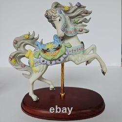 2001 Lenox Springtime Carousel Horse Porcelain Figurine Wood Base Collectible