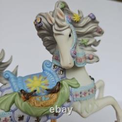2001 Lenox Springtime Carousel Horse Porcelain Figurine Wood Base Collectible