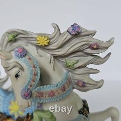 2001 Lenox Springtime Carousel Horse Porcelain Figurine Wood Base Collectible
