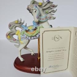 2001 Lenox Springtime Carousel Horse Porcelain Figurine Wood Base Collectible
