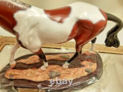 2003 Breyer Connoisseur Tenacious 90126 LE 350 Bay Pinto COA Porcelain Wood Base
