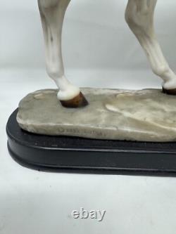 2003 Spring White Porcelain Horse Figurine Statue on Base Elegant Collectible