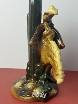 2004 Royal Haeger Pottery Rodeo Cowboy Bucking Horse Bronco Figure Sculpture