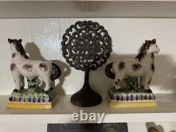 20th Century Pair of Staffordshire Victorian Style Ponies Horses Antique c1920