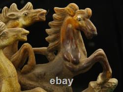 25 cm Chinese Tang Sancai Porcelain horse Statue Pottery animal sculpture