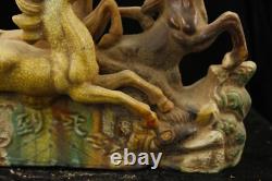 25 cm Chinese Tang Sancai Porcelain horse Statue Pottery animal sculpture