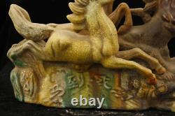 25 cm Chinese Tang Sancai Porcelain horse Statue Pottery animal sculpture