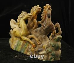 25 cm Chinese Tang Sancai Porcelain horse Statue Pottery animal sculpture