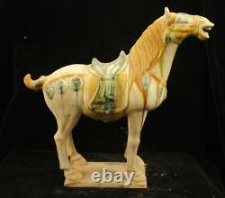 29 cm China Tang Sancai Porcelain horse Statue Pottery animal sculpture