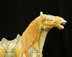 29 cm China Tang Sancai Porcelain horse Statue Pottery animal sculpture