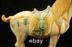 29 cm China Tang Sancai Porcelain horse Statue Pottery animal sculpture