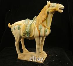 29 cm China Tang Sancai Porcelain horse Statue Pottery animal sculpture