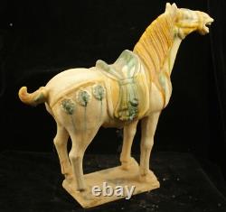 29 cm China Tang Sancai Porcelain horse Statue Pottery animal sculpture