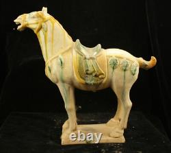 29 cm China Tang Sancai Porcelain horse Statue Pottery animal sculpture