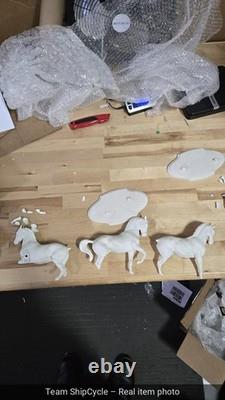 3 Porcelain Horse Figurines by Pamela Boulay in Levade Pirouette Piaffe G2U