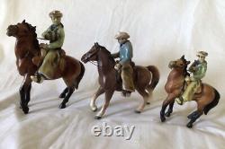 3 Vintage Japan Porcelain Cowboy & Horse Figurines